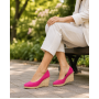 Pantofi dama roz din piele naturala intoarsa cu talpa tip pana de 7 cm P50ROZAV